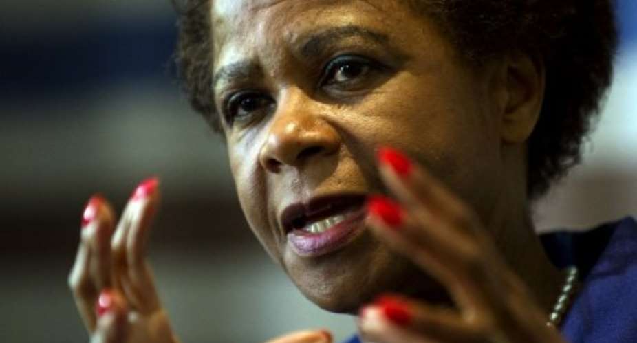 S. African businesswoman and anti-apartheid activist Mamphela Ramphele speaks to the media in Johannesburg, June 6, 2013.  By Alexander Joe (AFP/File)