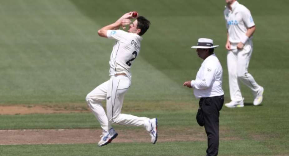 New Zealand seamer Will ORourke took two wickets against South Africa Thursday on day three of the second Test in Hamilton.  By Fiona Goodall AFP