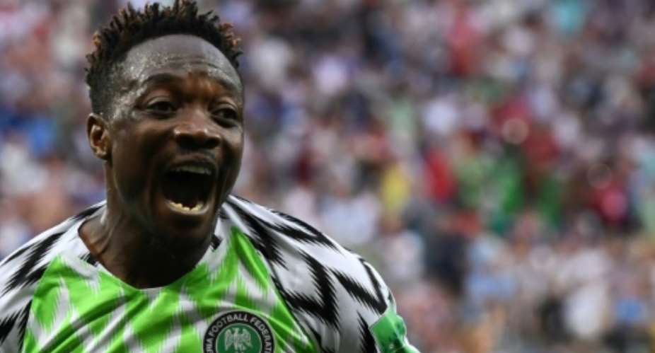Nigeria forward Ahmed Musa celebrates after scoring against Iceland in Volgograd.  By Mark RALSTON AFP
