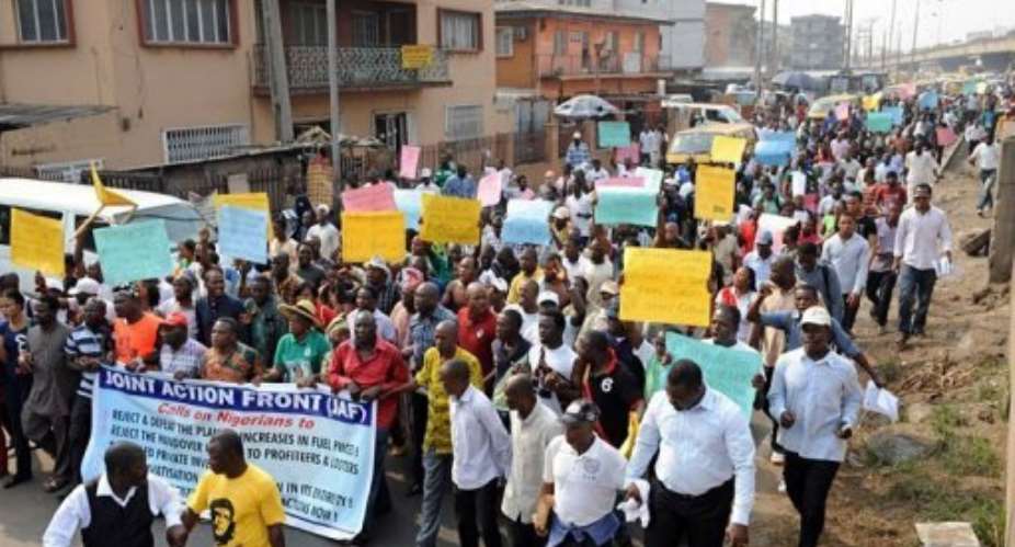 Nigeria is braced for a nationwide strike on Monday over soaring fuel prices amid increasingly volatile protests.  By Pius Utomi Ekpei (AFP/File)