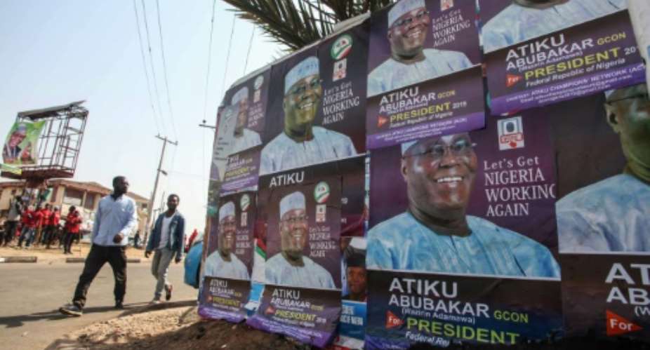 Nigerian opposition candidate Atiku Abubakar of the People's Democratic Party PDP is one of the top candidates hoping to be elected president in the February 16 election..  By Sodiq ADELAKUN AFP