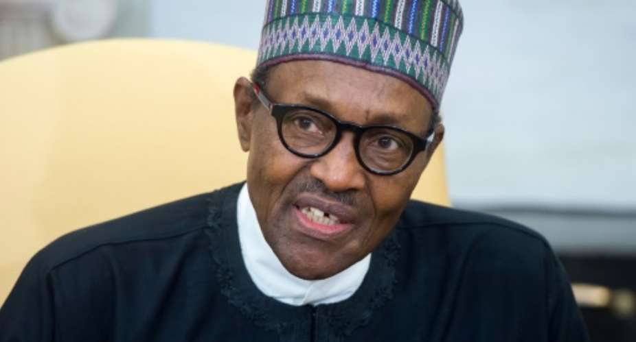 Nigeria's President Muhammadu Buhari, seen during a visit to Washington in April, made the creation of a new national airline a key election campaign promise three years ago.  By SAUL LOEB AFPFile