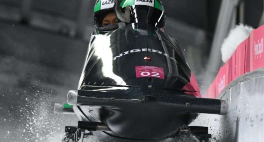 Nigeria's trailblazing women's team finished last in the Olympic bobsleigh competition..  By Mark Ralston AFP