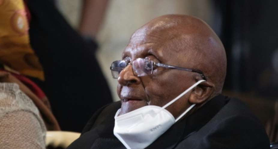 Ninety years: Desmond Tutu attends a birthday celebration service in Cape Town.  By RODGER BOSCH AFP