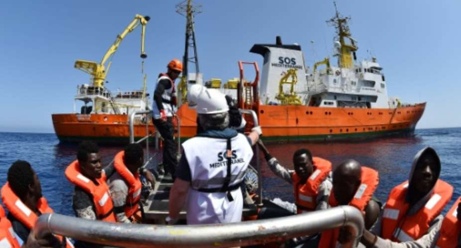 The MS Aquarius is now used by humanitarian groups SOS Mediterranee and Doctors Without Borders to rescue migrants and refugees trying to reach Europe.  By Gabriel Bouys AFP