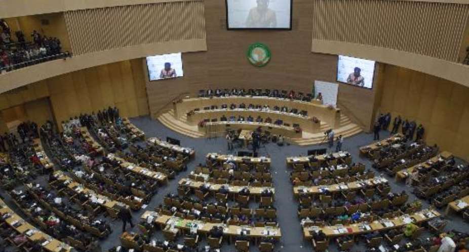 The opening remarks during the opening ceremony on January 30, 2015, of the 24th Heads of State Summit at the African Union, in Addis Ababa.  By Zacharias Abubeker AFP