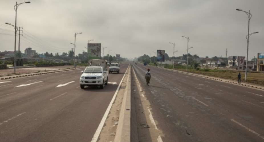 Normally teeming Kinshasa is a shadow of itself, with barely any traffic on the main roads.  By Eduardo Soteras AFP