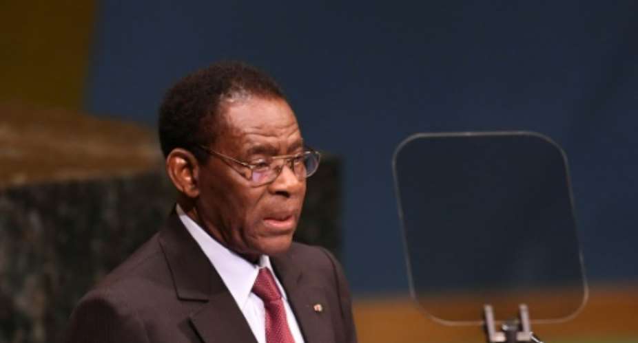 Obiang Nguema, pictured at the United Nations last September, has ruled Equatorial Guinea for nearly 40 years.  By Don EMMERT AFP