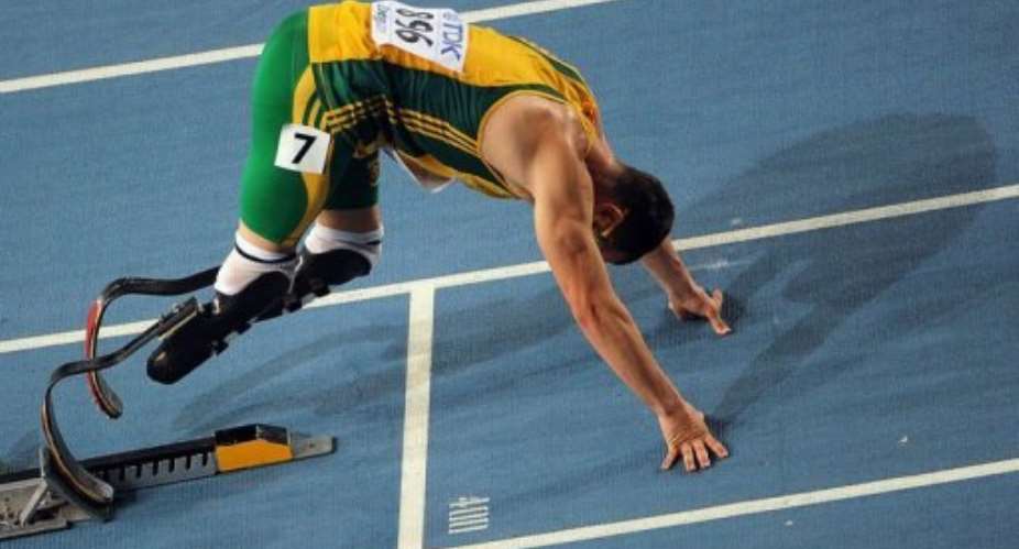 Double amputee Oscar Pistorius clocked 48.24 seconds when finishing second in a heat.  By Antonin Thuillier (AFP/File)