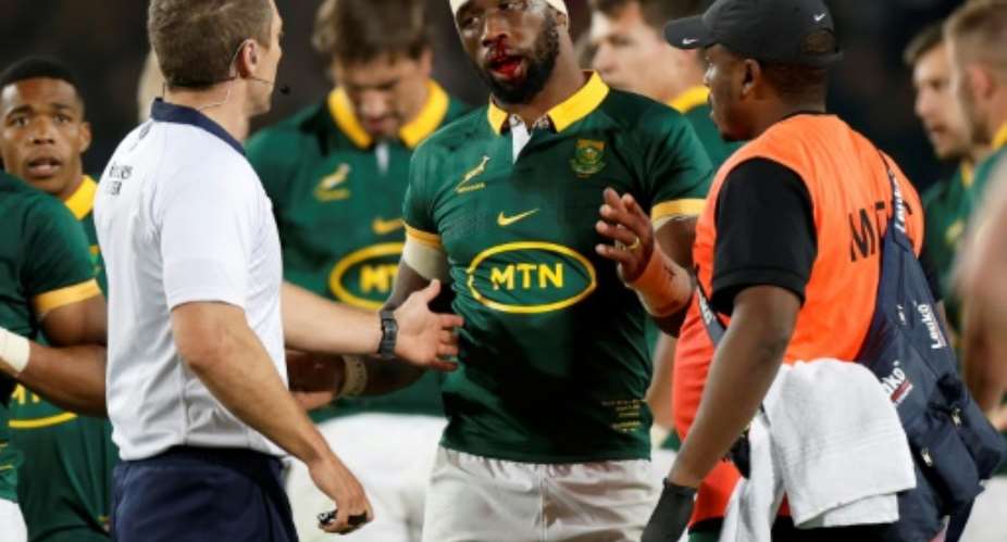 On the bench: South Africa captain Siya Kolisi.  By PHILL MAGAKOE (AFP/File)