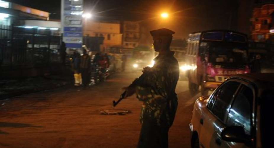 Kenyan police secure the scene of an explosion in the capital Nairobi following a grenade attack in 2011.  By Simon Maina (AFP/File)