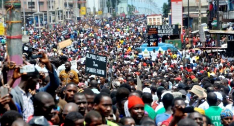 Opposition activists took to the streets of Guinea's capital last year to demand local elections.  By CELLOU BINANI AFPFile