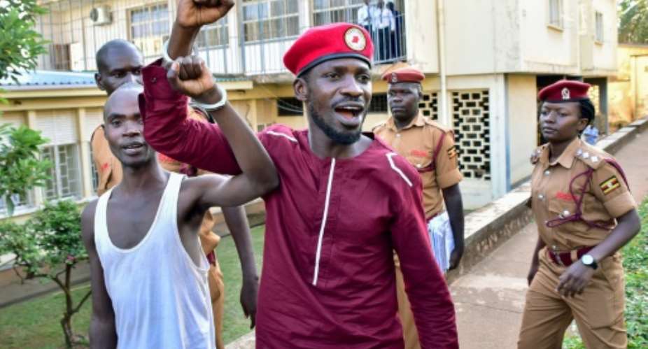 Opposition figurehead Bobi Wine was arrested on April 29 over an allegedly illegal protest last year.  By Nicholas BAMULANZEKI AFP