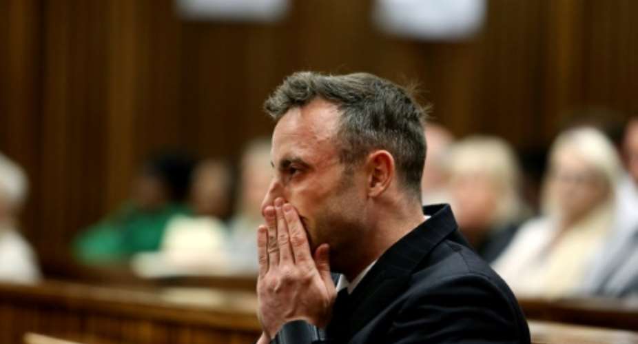 Oscar Pistorius as originally convicted of culpable homicide -- the equivalent of manslaughter -- in 2014, but his conviction was upgraded to murder on appeal.  By Alon Skuy POOLAFPFile