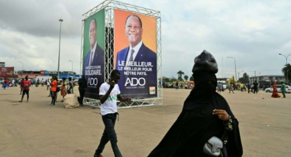 Ouattara,78, is controversially seeking a third term.  By Issouf SANOGO AFP