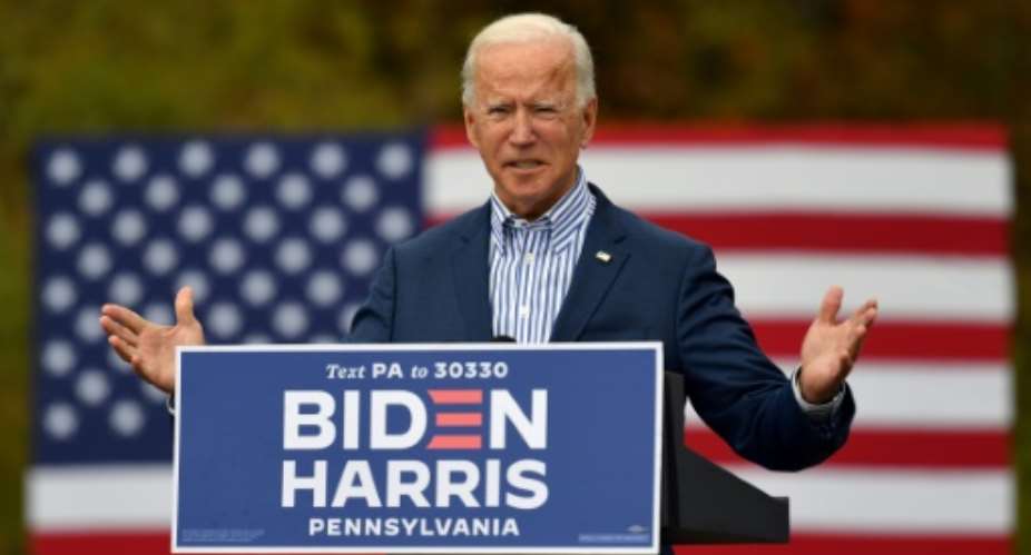 Out of 3,097 people polled across 18 Middle East and North African countries, around 39 percent favoured Democratic presidential candidate Joe Biden pictured October 24, 2020 while only 12 percent opted for US President DonaldTrump.  By ANGELA WEISS AFPFile