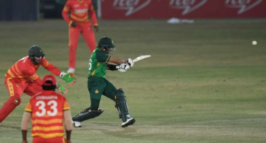 Pakistan captain Babar Azam en route to a 74-ball 77 in the second one-day international against Zimbabwe at the Rawalpindi Cricket Stadium.  By Aamir QURESHI AFP