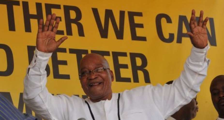 South Africa President Jacob Zuma speaks in Botshabelo.  By Alexander Joe AFP