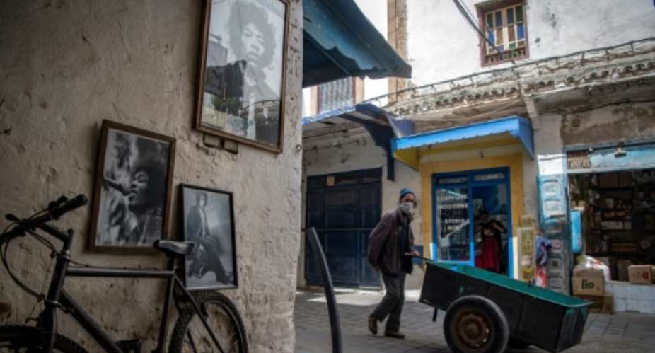 Pictures of late guitar legend Jimi Hendrix are a fixture of life in the Moroccan coastal city of Essaouira and the nearby village of Diabat.  By FADEL SENNA AFP