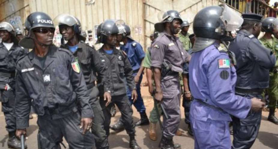 Police arrive to break up an opposition rally in the Matam district of Conakry.  By Cellou Binali AFP
