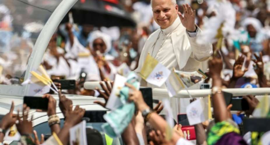 Pope Leo XIV held a giant mass in Douala, Cameroons main economic city.  By Daniel Beloumou Olomo (AFP)