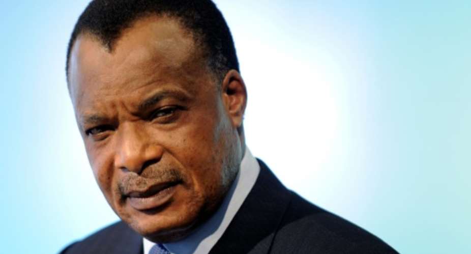 President Denis Sassou Nguesso is seeking a fourth term on Sunday.  By FABRICE COFFRINI (AFP/File)
