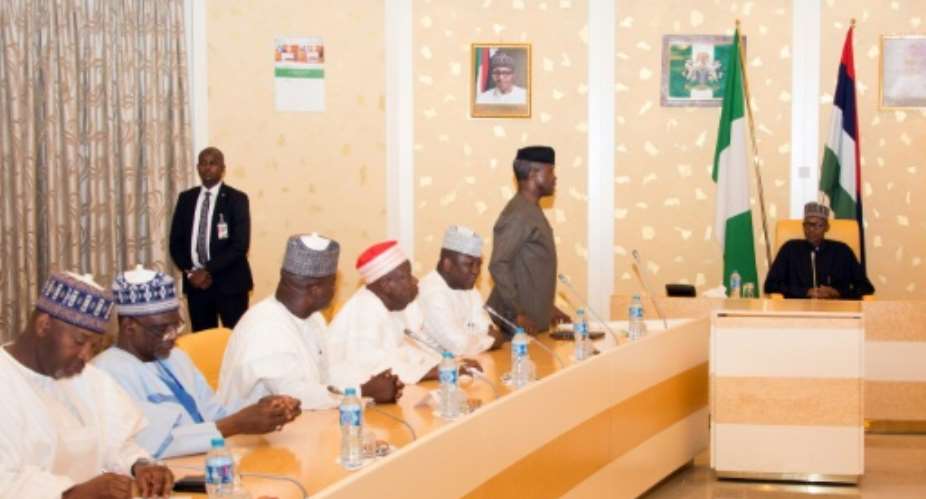 President Mohammadu Buhari was briefed by members of his cabinet after returning from nearly two months in London, where he received treatment for an undisclosed ailment.  By SUNDAY AGHAEZE AFPFile