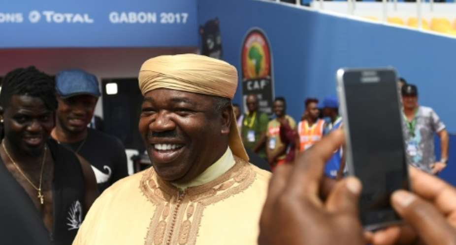President of Gabon, Ali Bongo Ondimba, visits the Stade de l'Amitie Sino-gabonaise Stadium in Libreville on January 13, 2017, on the eve of the opening game of the 2017 Africa Cup of Nations, Gabon vs Guinea Bissau.  By GABRIEL BOUYS AFP