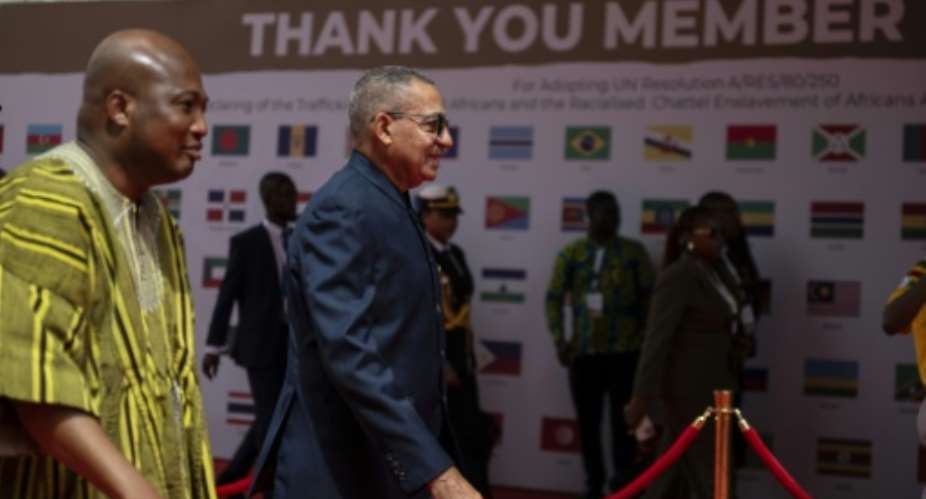 President of Sao Tome and Principe Carlos Manuel Vila Nova (2nd L) faces party rival Nito Viegas DAbreu in presidential polls.  By CLAUDIA LACAVE (AFP)