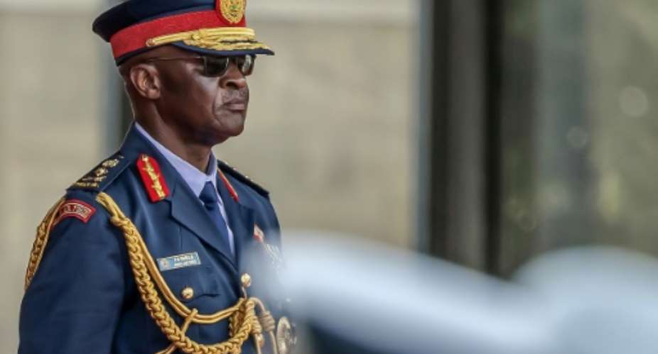 President Ruto described Defence Forces chief Francis Omondi Ogolla as a 'distinguished four-star general'.  By LUIS TATO AFPFile