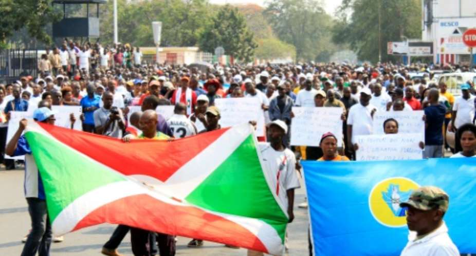 Protesters in Bujumbura on July 30, 2016 demonstrating against a UN Security Council decision to send a police contingent into Burundi.  By Str AFP
