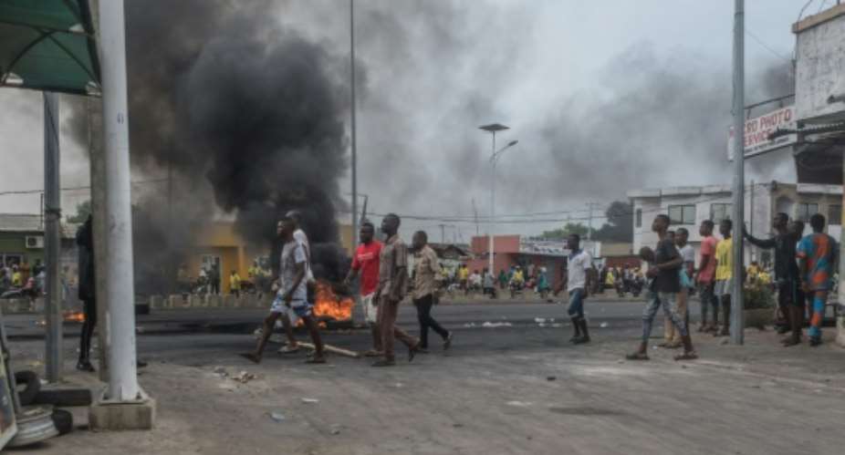 Protesters gather on the streets of Cadjehoun, the stronghold of former president of Benin Thomas Yayi Boni, on May 2, 2019 in Cotonou, Benin.  By Yanick Folly AFPFile
