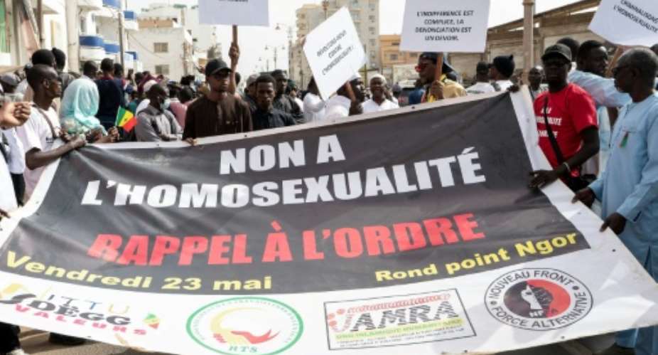 Protesters have demonstrated in Senegal against same-sex relations.  By SEYLLOU (AFP/File)