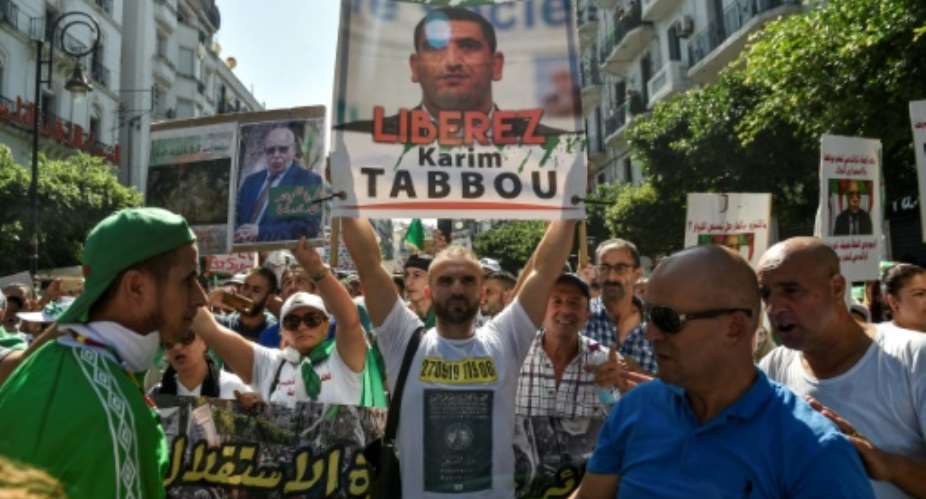 Protesters in Algiers in September called for the release of Karim Tabbou, a veteran opposition figure serving a one-year term for an 'attack on the integrity of national territory'.  By RYAD KRAMDI (AFP/File)