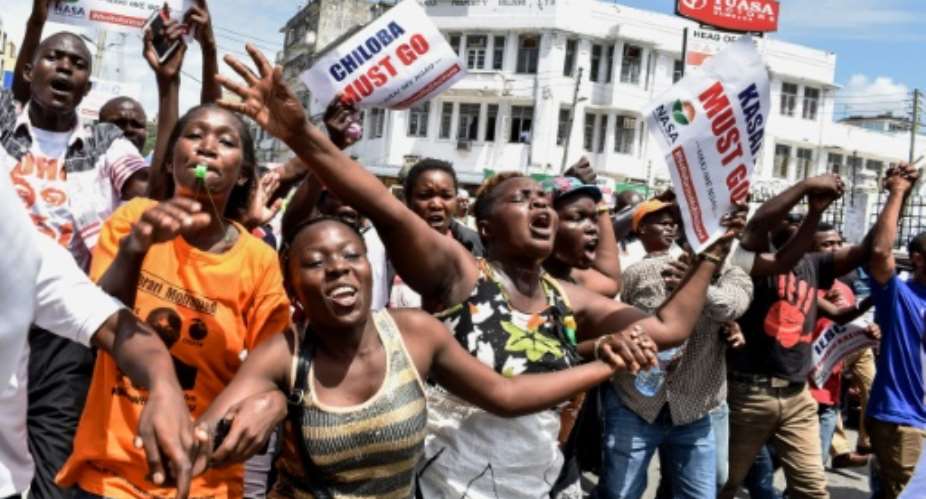 Protesters in Mombasa, Kenya, are demanding the overhaul of the electoral commission.  By ANDREW KASUKU AFP