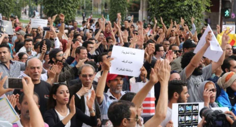 Protesters in Rabat demonstrate on June 27, 2018, against the jailing of activists.  By - AFPFile