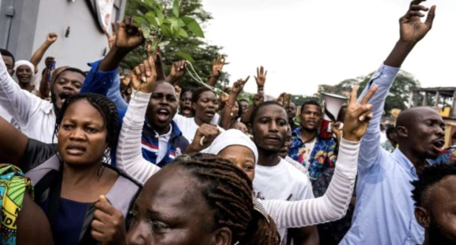 Protesters, many of them Catholics, called for President Joseph Kabila to step down on at a rally on December 31, 2017 in Kinshasa.  By John WESSELS AFPFile