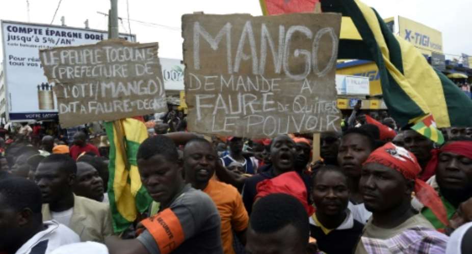 Protesters march during an anti-government demonstrations in Togo on September 7.  By PIUS UTOMI EKPEI AFPFile