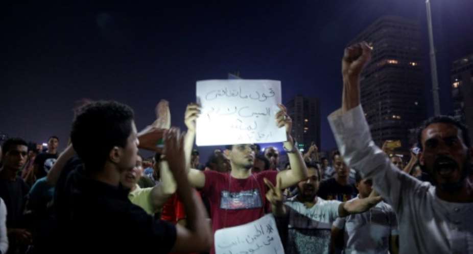Protesters, similar to the ones pictured in Cairo on September 20, 2019, gathered in cities across Egypt calling for the removal of President Abdel Fattah al-Sisi.  By STR AFPFile