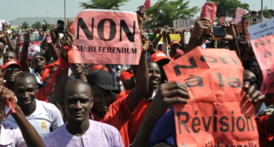 Protestors believe the proposed changes that are being put to a referendum will hand Mali's president too much power.  By HABIBOU KOUYATE AFP