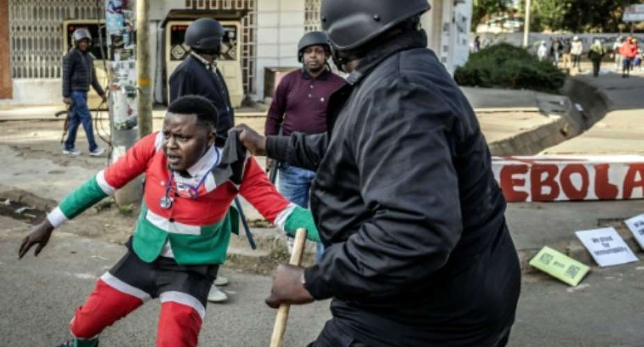 Protests against the US-run Ebola centre in Kenya turned violent earlier this month.  By Luis TATO (AFP/File)