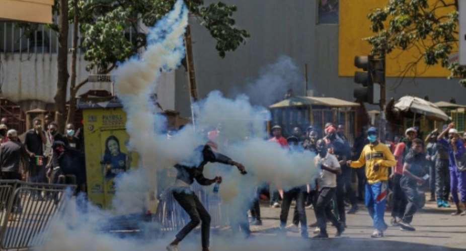 Protests and clashes erupted in Nairobi on June 25, 2024.  By Tony KARUMBA (AFP)