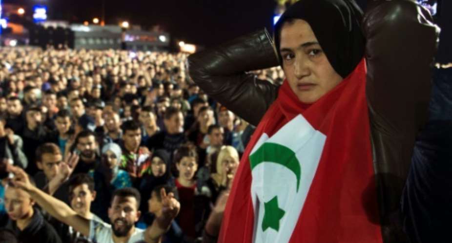 Protests in the Rif region of northern Morocco followed the death of a fishmonger  crushed to death on in a rubbish truck in October, 2016.  By FADEL SENNA (AFP/File)