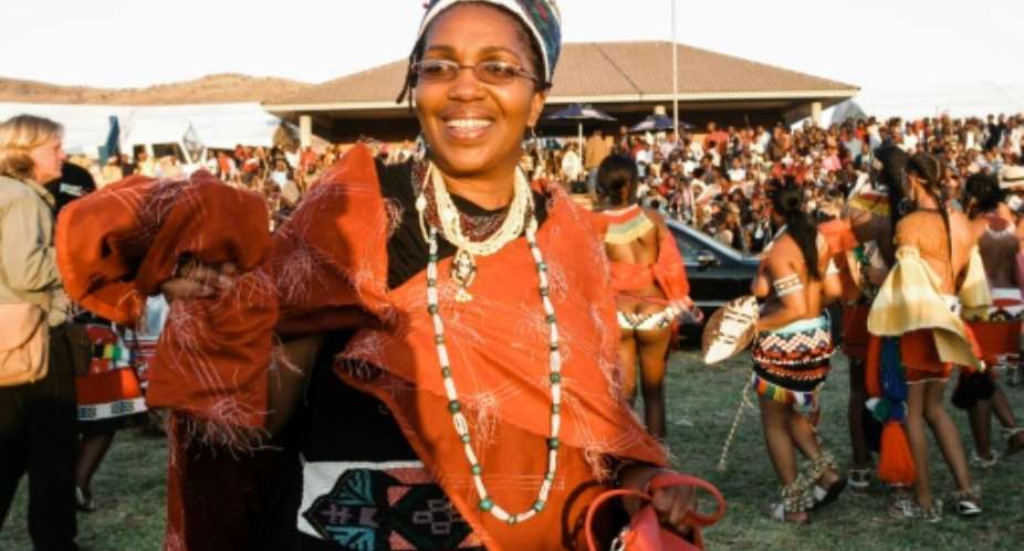 Queen Shiyiwe Mantfombi Dlamini Zulu, pictured in 2004 at the annual Umkhosi woMhlanga (Reed Dance) festival in Nongoma.  By RAJESH JANTILAL (AFP)