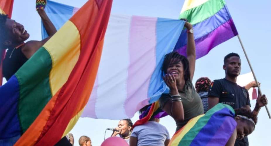 Rainbow party: The gay pride parade in the Namibian capital Windhoek.  By Hildegard Titus (AFP/File)