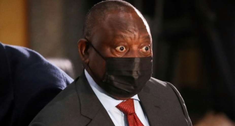 Ramaphosa arriving Thursday for his second day of testimony at the anti-graft inquiry.  By Sumaya HISHAM (POOL/AFP)