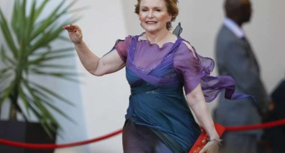 South African opposition leader Helen Zille arrives for the opening of parliament ceremony on February 9, 2012.  By Nic Bothma POOLAFPFile