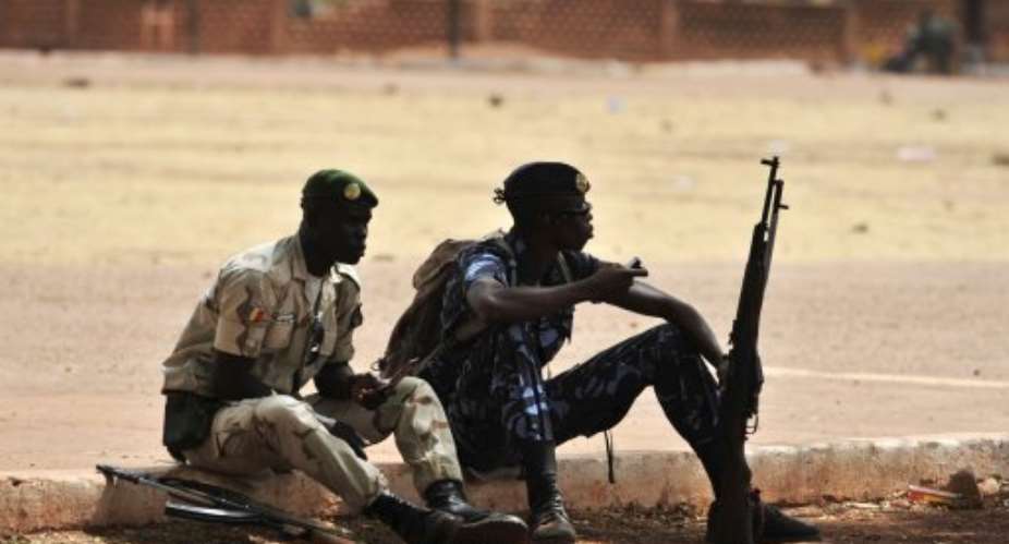 Malian soldiers inside the Kati military camp.  By Issouf Sanogo AFP