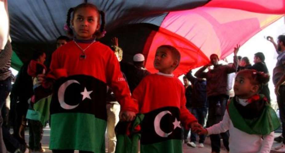Libyan children take part in a rally in the eastern city of Benghazi.  By Abdullah Doma (AFP/File)