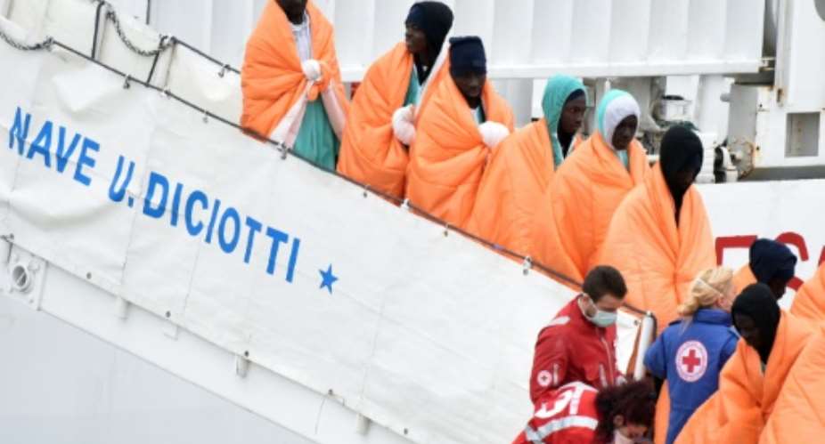 Rescued migrants were taken to Catania in Sicily.  By GIOVANNI ISOLINO AFP